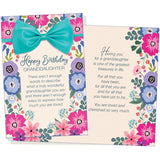 Birthday Card For Granddaughter - Large Card Opens To 10? × 7.75? - Lovely Lavender And Purple Flowers Topped Off With A Gorgeous Teal Ribbon And Bow - Made In Usa D#95366
