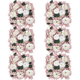 Pack Of 6 Artificial Silk Flower Panels, Faux Floral Wall Background For Wedding Party Engagement Bridal Shower Arrangement Home Decorations - Dusty Pink & White