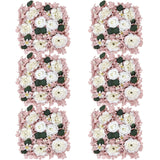 Pack Of 6 Artificial Silk Flower Panels, Faux Floral Wall Background For Wedding Party Engagement Bridal Shower Arrangement Home Decorations - Dusty Pink & White