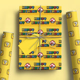 Happy Birthday Wrapping Paper Roll - Game Birthday Gift Wrap Paper For Gamer Boys Girls Kids - Total 28.5 Sq.Ft