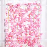 16 Pack 94.4Ft Artificial Cherry Blossom Vines Cherry Blossom Flower Garland Hanging Silk Cute Room Decor For Japanese Kawaii Bedroom Party Wedding Spring Home Decorations (Pink)