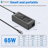Universal 65W USB C Laptop Charger Power Adapter for HP Lenovo Dell Acer Asus Samsung Google Type C Computers