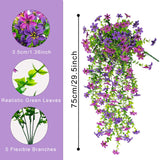 4 Pcs Artificial Hanging Flowers For Outdoors, Fake Hanging Plants Uv Resistant Faux Silk Daisy With Eucalyptus Leaves For Outside Home Indoor Planter Porch Patio Balcony Yard Decor (Double Purple)