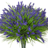 20 Bundles Artificial Plants Outdoor, Uv Resistant Fake Flowers? Realistic Faux Lavender Shrubs For Porch Garden Window Box Home Decoration (Purple)