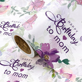 Birthday Wrapping Paper Roll For Mom - Mini Roll - 17 Inch X 16.5 Feet - Happy Birthday To Mom Lettering With Purple Flower Design