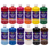 RoseArt acrylic Paint Set – Set of 12 Vibrant Colors in 16oz Bottles