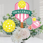 Big Dot of Happiness Pink Pickleball - Country Club Party Centerpiece Sticks - Table Toppers - Set of 15