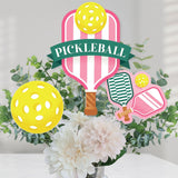 Big Dot of Happiness Pink Pickleball - Country Club Party Centerpiece Sticks - Table Toppers - Set of 15