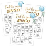 Blue Balloon Find The Guest Bingo Game, Pack Of 30 Cards, Baby Shower Game, Gender Neutral Boy Or Girl, Fun Activity - Gn39