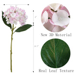 3Pcs Large Leaf Embroidered Ball Latex Faux Hydrangea Heads Artificial Flowers Heads With Stems For Home Wedding Decor Hand Flowers, Living Room Outdoor Wedding Party Decoration(Pink White)