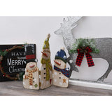 Christmas Table Decoration Wooden Snowman Sign Merry Xmas Triple Folding Screen Table Centerpieces Winter Holiday Decor For Mantel Piece Home Fireplace