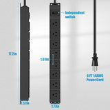 Heavy Duty Metal Surge Protector Power Strip 8 Outlets 14AWG 6FT Extension Cord 1200J Black