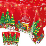Christmas Tablecloths 3 Pack Merry Christmas Red Plastic Party Decorations 54 X 108 Holiday Party Table Cover Christmas Disposable Tablecloths