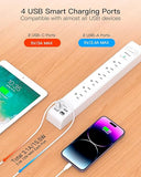 2 Pack Surge Protector Power Strip with 6 Outlets 4 USB Ports 2 USB C 10FT Flat Plug Extension Cord