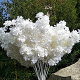 Artificial Faux Cherry Blossom Branches Decor, 35 Inch For Tall Floor Vase Used As Wedding Home Decoration, Fake White Flowers For Dinner Table Centrepiece, White, 5Pcs