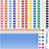 400 Pcs Mini Paint Acrylic Set For Adults, 12 Colors Acrylic Bulk Paint Kit With Paint Brushes For Canvas Clay Model Crafts Paint Party Favors Halloween Painting Supplies