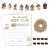 Bridal Shower Games, Party Decorations Favors For Bridal Shower Bachelorette Engagement Party, Wedding Reception Games, Gold Champagne How Old Was The Bride-To-Be Cards For 30 Guests -02