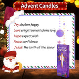 Advent Candles Set Of 5, Unscented Christmas Taper Candle With Letters & Pattern, 10 Inch X 7/8 Inch Dripless Advent Wreath Nativity Candle For Holidays, Church, Devotional, Celebration, Party