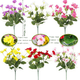 6 Pcs Artificial Flowers For Outdoors Silk Impatiens Flowers Bouquet Faux Hibiscus Flowers Uv Resistant Fake Plants For Spring Summer Porch Patio Window Box Balcony Planters Home Indoor Decor