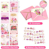 Mothers Day Cards Bulk 24 Pack Glitter Floral Mothers Day Cards With Envelopes Gift For Mom Blank Inside