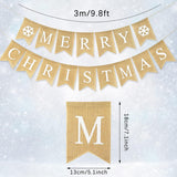 Merry Christmas Burlap Banner Christmas Snowflake Pre-Assembled Bunting Garland Xmas Tree Decor For Fireplace Wall Indoor Outdoor Xmas Party Decoration Photo Prop