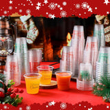 300 Pcs 3 Oz Merry Christmas Plastic Shot Cups Clear Disposable Small Drinking Cups Whiskey Tasting Food Samples Perfect For Christmas Party Favors Supplies Coffee Wine Cold Drinks Tasting
