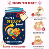 36 Packs Space Valentines Day Cards - Kids Valentines Cards For School Classroom Party Favors - Space Astronaut For Kids, 3.7''X 5.6'' Mason Jar Greeting Card Exchange (Candy Not Included)