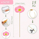 15 Inch Artificial Gerbera Daisy Bouquet - 15 Pieces, Fake Mums Flowers For Wedding Party Home Kitchen Decor