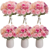 Artificial Flowers Spring Decor - 12 Bundles Faux Silk Mums Uv Resistant Chrysanthemums Bouquet Kiku Flowers For Wedding, Home, Outdoor Summer Table Vase Arrangement