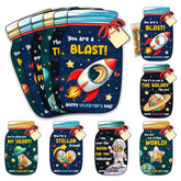 36 Packs Space Valentines Day Cards - Kids Valentines Cards For School Classroom Party Favors - Space Astronaut For Kids, 3.7''X 5.6'' Mason Jar Greeting Card Exchange (Candy Not Included)