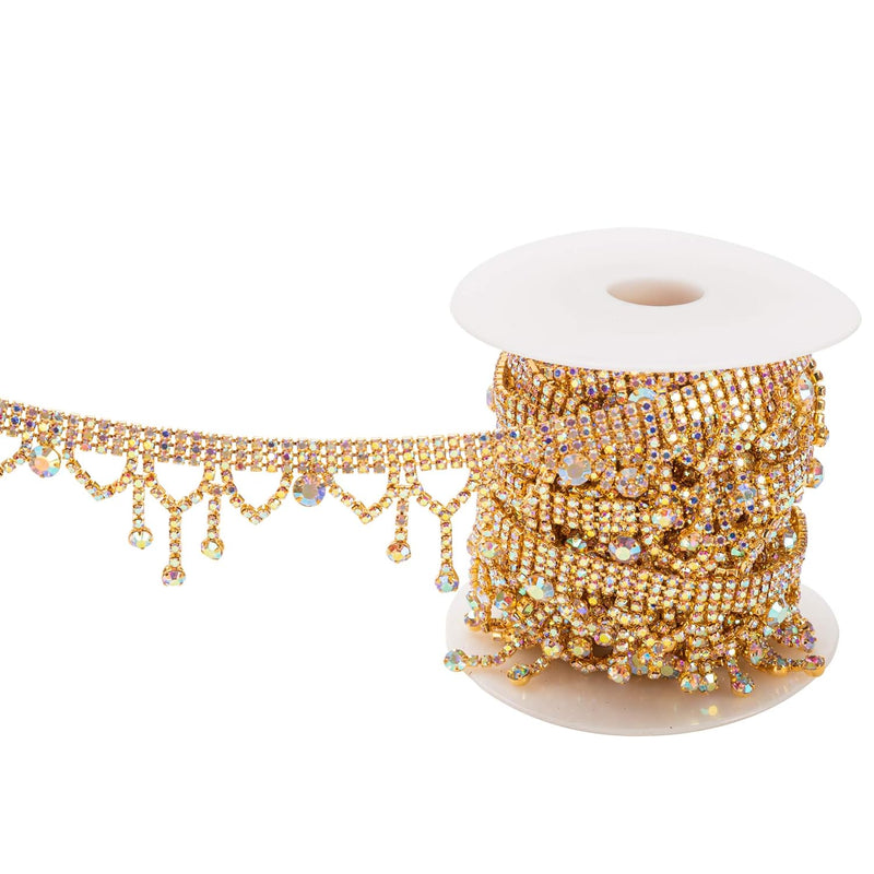 1 Yard Tassel Crystal Rhinestone With Copper Beads Chain Trim For Embe