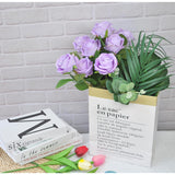 10Pack Realistic Fake Roses Artificial Flowers With Stem For Decoration Floral Arrangement Centerpieces Wedding Bouquets (Lavender)