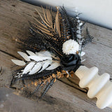 Gothic Aesthetic Decorative Floral Arrangement Black And White Roses With Metallic Veins Church Wedding/Gothic Decor Home Decor Ornament Photography Prop