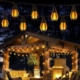 21FT Solar String Lights with 10 Flickering Flame Bulbs Waterproof Patio Garden Lights