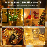 Led Fairy Lights 3 Modes 7Ft 20 Led Battery Operated String Lights Waterproof Silver Wire Firefly Starry Moon Mason Jar