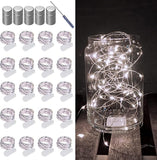 20 Pack Battery Operated Fairy Lights 6.6FT 20 LED White Firefly String Lights Silvery Copper Wire for Wedding Party Mason Jar Christmas Bedroom Decor