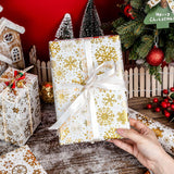 Christmas Wrapping Paper Roll - 3D Embossed Gold Foil Metallic Shine Snowfalkes Gift Wrap For Christmas, Winter Holiday, New Year Celebration - Mini Roll - 17 In X 33 Ft