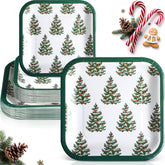 80 Pcs Christmas Paper Plates Bulk 7 In 9 In Xmas Disposable Square Plates Set Christmas Tree Dinner Dessert Plates Party Dinnerware Supplies For Merry Christmas Festive Holiday Party Supplies