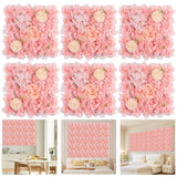 6Pcs Pink Artificial Flower Wall Panels, 14” X 14” Silk Rose Flowers Faux Floral Wall, Backdrop 3D Floral Wall For Wedding, Party, Baby Shower, Home Decor