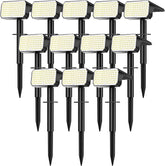 12 Pack 90 LED Solar Spot Lights IP67 Waterproof Cool White Landscape Flood Lights