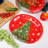 50Pack Christmas Paper Plates - Oval Paper Plates 10" X 12" For Party Supplies Christmas Trees Large Disposable Platter For Serving Tray Baby Shower Birthday