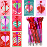 24 Set Valentines Day Gift Bulk Valentine Day Cards With Pens Heart Shaped Ballpoint Pen Heart Greeting Card Prize Party Favor For Teacher Coworkers Office Exchange Gift