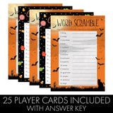 Halloween Party Games – Word Scramble And Candy Match 2 Game Bundle, 25 Dual-Sided Cards For Kids, Adults, Classrooms, And Fall Events