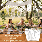 Bridal Shower Party Game Cards - Would She Rather For Wedding Engagement Bachelorette - Elegant Romantic Bohemian, Daisies Lavender, 30 Pcs 5X7 Inch, Ready To Play