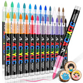 Acrylic Paint Markers Brush Tip 24 Colors, Water-Based Acrylic Colored Paint Pens No-Bleed Coloring Markers With Direct-Liquid Ink Control, Waterproof Acrylic Paint Pens For Rock Painting, Wood