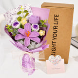 Knitted Flowers Bouquet - Crochet Tulips Roses Daisies Knit Flowers For Mother'S Day Wedding Anniversary Birthday Teacher Appreciation Gifts Home Décor Purple