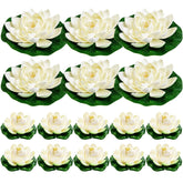 16Pcs Artificial Floating Pool Flowers, 7In & 4In Fake Water Lily Pads Flowers, Lotus Flower Floating Pool Decorations