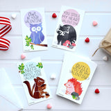 Mini Chipmunk, Owl, Raccoon, Hedgehog Woodland Animal Valentines (Wallet-Sized Cards With Tiny Envelopes) For Valentine'S Day (Set Of 24)