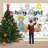 2 Pcs Christmas Coloring Posters - Jesus O Holy Night Giant Pages With 24 Color Pens - 31.4 X 43.3 Inch Xmas Huge Table Cover For Home Classroom Party Supplies Favor