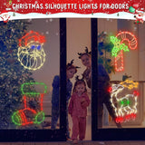 Christmas Lights - 4 Pack 16” Christmas Window Silhouette Light Led String Light Include Candy Cane Stocking Santa Reind